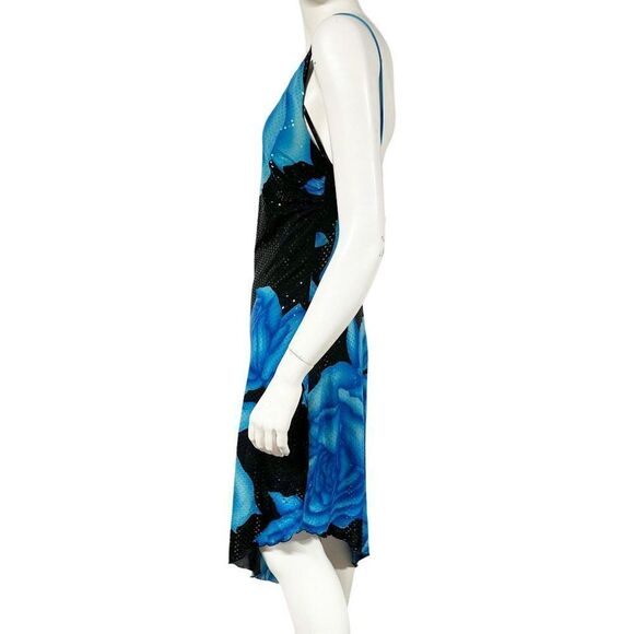 Vintage Cache Y2k 90s One Shoulder Rose Sequin Dress Asymmetric Hem Floral - Picture 5 of 9